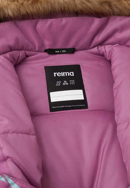 REIMA TEC+ Winteroverall/Skianzug <br>Kipina <br>Gr. 104, 116, 128<br>extra robuster Po-Bereich <br>Taille regulierbar<br> Beinende mit Druckknopf erweiterbar<br> Kunstpelz abnehmbar <br>abnehmbare Fuss-Schlaufen<br> extra warm<br> WS 12'000 mm