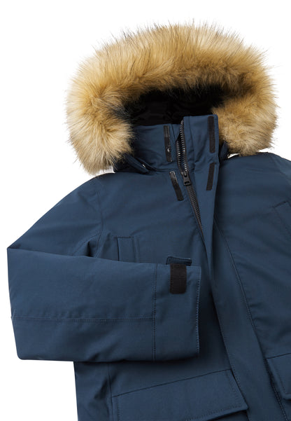 REIMA TEC extra warme Winter-Daunenjacke/Parka Serkkula<br> Gr. 104, 110, 116, 122, 128, 140, 146, 152, 158, 164<br> auch ohne Kunst-Pelz tragbar<br> 100% wasserdicht<br> echte zertifizierte Daune, waschbar<br> WS 10'000 mm