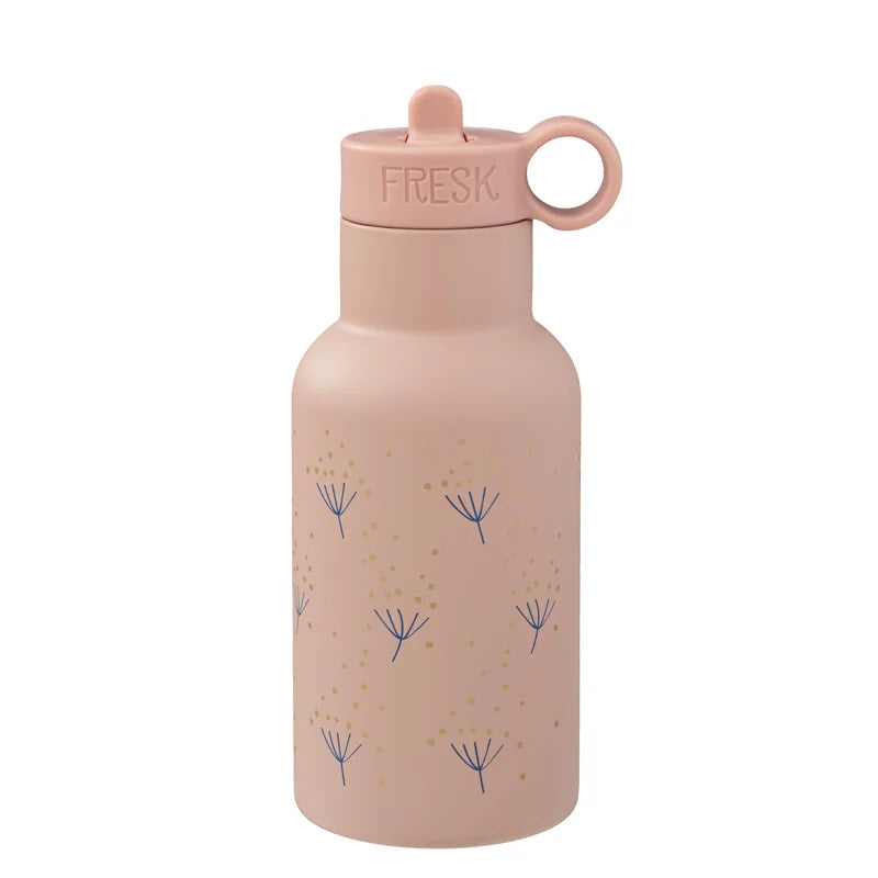 FRESK Trinkflasche 350ml mit 2 Deckeln & Reinigungsbürste dandelion