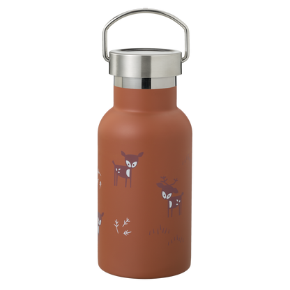 FRESK Trinkflasche 350ml mit 2 Deckeln & Reinigungsbürste Deer amber brown